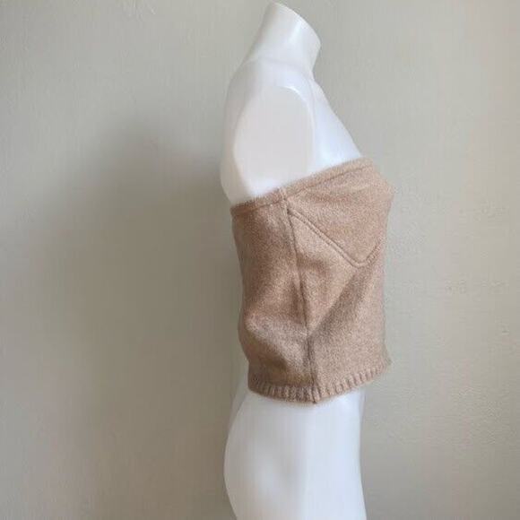 New Le Lis Womens Size Large Bandeau Tube Top Tan Nylon Blend Sleeveless Stretch - Picture 3 of 7